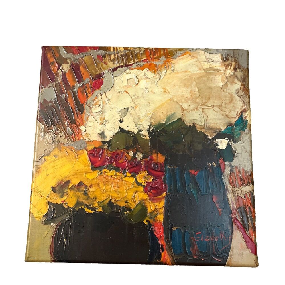 Flower Original Oil Painting Impasto Floral Canvas OOAK Artist Signed Abstract